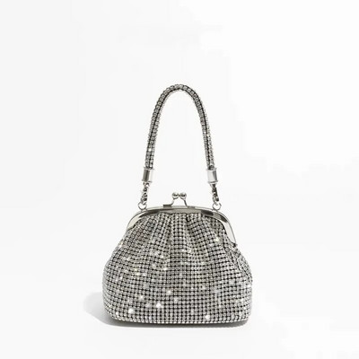 Handle Rhinestones Esti kuplungtáska Pénztárcák és luxus kézitáskák Dizájner fényes Crystal Clutch pénztárca vödör táska válltáskák