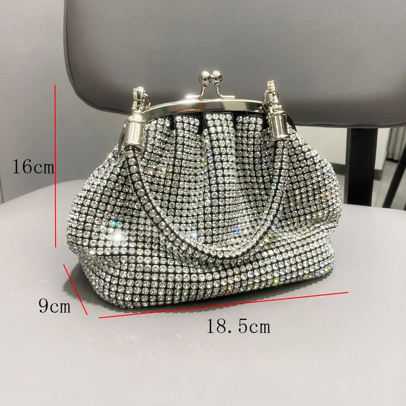 Handle Rhinestones Esti kuplungtáska Pénztárcák és luxus kézitáskák Dizájner fényes Crystal Clutch pénztárca vödör táska válltáskák