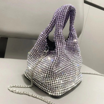 Луксозна дамска чанта с диаманти Банкетни чанти с градиентни инкрустирани кристали за жени Bling Diamond Чанта за рамо Блестяща модна чанта за вечеря