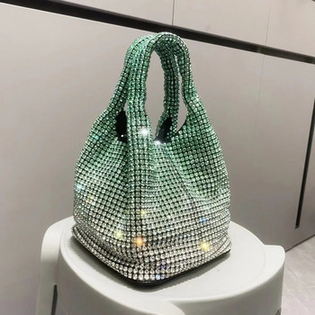 Луксозна дамска чанта с диаманти Банкетни чанти с градиентни инкрустирани кристали за жени Bling Diamond Чанта за рамо Блестяща модна чанта за вечеря