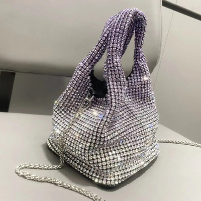 Luksuzna torbica s dijamantima Torba za bankete s gradijentnim intarzijama od kamenčića za žene Bling dijamantna torba na rame Sjajna modna torba za večeru