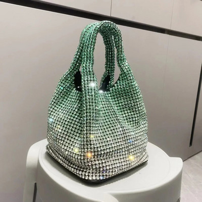 Luksuzna torbica s dijamantima Torba za bankete s gradijentnim intarzijama od kamenčića za žene Bling dijamantna torba na rame Sjajna modna torba za večeru