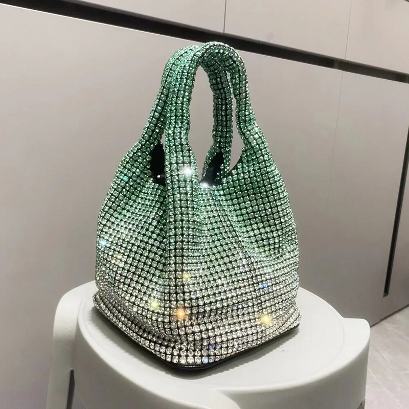 Luksuzna torbica s dijamantima Torba za bankete s gradijentnim intarzijama od kamenčića za žene Bling dijamantna torba na rame Sjajna modna torba za večeru