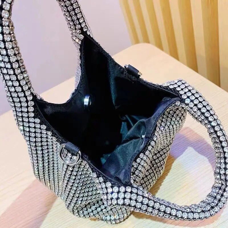 Luksuzna torbica s dijamantima Torba za bankete s gradijentnim intarzijama od kamenčića za žene Bling dijamantna torba na rame Sjajna modna torba za večeru