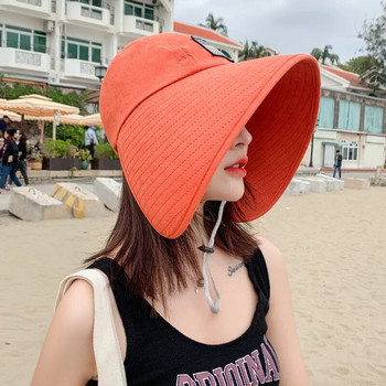 K58 Дамска шапка Лятна шапка UV защита Модна слънцезащитна шапка с голяма периферия Шапка Плажни слънчеви шапки Конска опашка Шапка Пътна козирка Панама