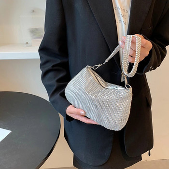 Bling Вечерна чанта с кристали Дамска корейска дизайнерска диамантена верига Вечеря Дамска чанта Портмоне Дамска квадратна чанта през рамо