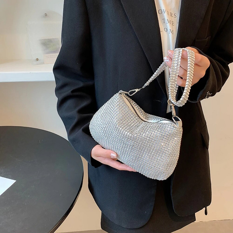 Bling Rhinestone večernja torbica sa spojkom Ženska korejska dizajnerska dijamantna lančana torbica za večeru Torbica Ženska četvrtasta torba na rame