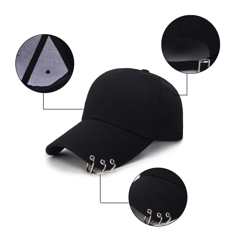 Unisex metalni prstenovi, prozračne golf bejzbol kape, žene, muškarci, sportovi na otvorenom, šešir za sunčanje, gotički punk stil, viziri, šešir, ljetni šešir