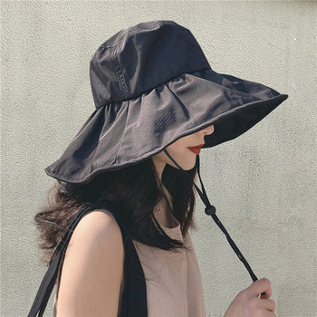 Καλοκαιρινά Λεπτά Καπέλα Αντιηλιακής Προστασίας Γυναικεία Κορεάτικα Καπέλο Ψαρά Μεγάλο Γείσο Καπέλο Αντηλιακό Καπέλο Καλοκαιρινό Μαύρο Καπέλο αντηλιακής τσίχλας