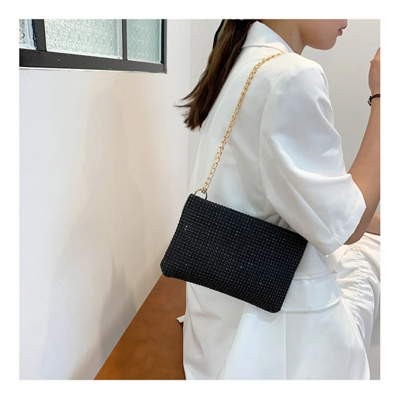 Ženska torbica za vjenčanje, torbica za telefon, modni kamenčići, torbice na rame, ženske torbice s lancem, jednobojne male torbice