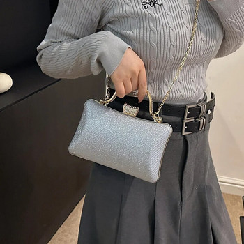 Дамска чанта за вечеря 2024 г. Нова модна банкетна подходяща рокля с пайети Малка чанта Qipao Универсална диагонална чанта с верига