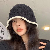 Pletena plišana ribarska kapa Ženska jesen i zima 2023. Nova velika kapa s velikom glavom oko japanskog sustava Bucket Hat