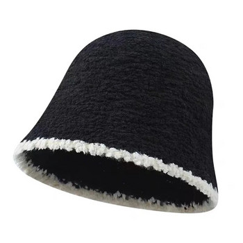 Плетена плюшена рибарска шапка, женска есен и зима 2023 г., нова голяма глава, около японската система, шапка-кофа