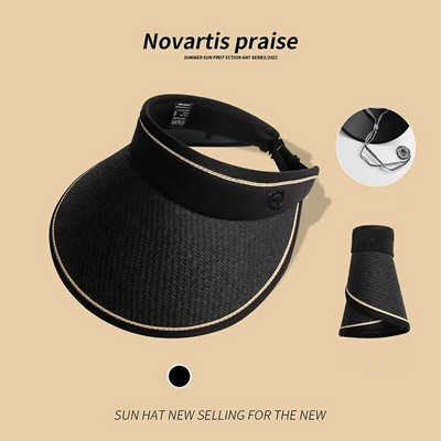 Panamos moteriška atvira paplūdimio ančių liežuvio šiaudinė kepurė lauko sportui madinga pavasario ir vasaros apsaugos nuo saulės kepuraitė H61