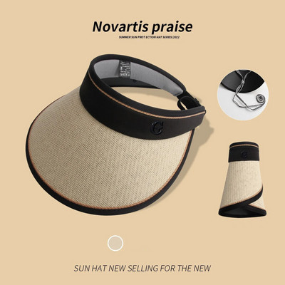 Panamos moteriška atvira paplūdimio ančių liežuvio šiaudinė kepurė lauko sportui madinga pavasario ir vasaros apsaugos nuo saulės kepuraitė H61