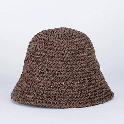 Pălării de găleată din paie, lucrate manual, de culoare solidă, pentru femei, șapci de plajă goale de vară, pliabile, în aer liber, snapback, pălărie de soare Gorras 2023