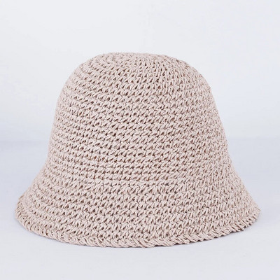 Pălării de găleată din paie, lucrate manual, de culoare solidă, pentru femei, șapci de plajă goale de vară, pliabile, în aer liber, snapback, pălărie de soare Gorras 2023