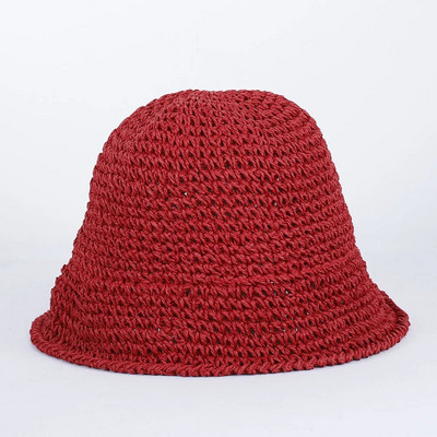 Pălării de găleată din paie, lucrate manual, de culoare solidă, pentru femei, șapci de plajă goale de vară, pliabile, în aer liber, snapback, pălărie de soare Gorras 2023