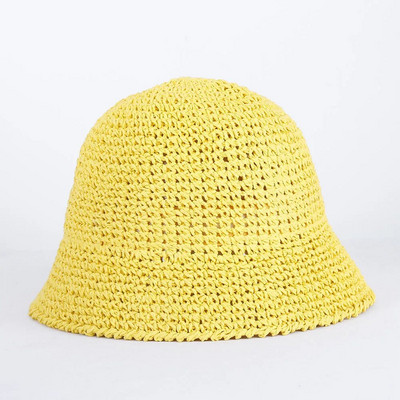 Pălării de găleată din paie, lucrate manual, de culoare solidă, pentru femei, șapci de plajă goale de vară, pliabile, în aer liber, snapback, pălărie de soare Gorras 2023