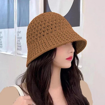 Обикновена шапка за момиче, плетени летни шапки Fishman за жени, плажни шапки от панама, сламена тъкан, дишаща дамска шапка Femme Shade