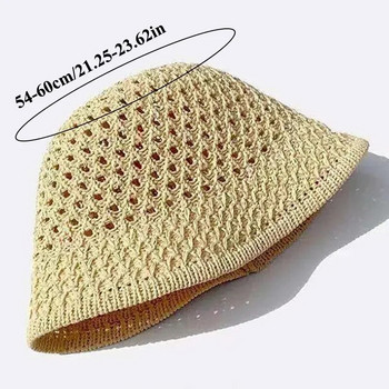 Απλά πλεκτά καλοκαιρινά καπέλα Fishman για κορίτσια με καπέλο ηλίου για γυναίκες παραλία Παναμά Ψάθινο καπέλο κουβά αναπνεύσιμο γυναικείο καπέλο από σκιά