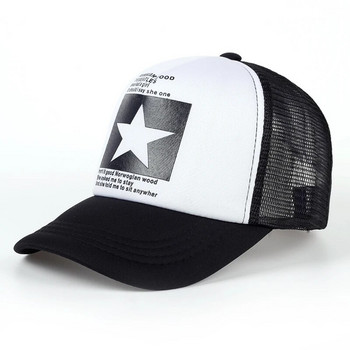 Нова бейзболна шапка с щампа с пет лъча звезда, пролет, лято, дишащи мрежести шапки, мъже, жени, външна сенник шапка, регулируема дива шапка