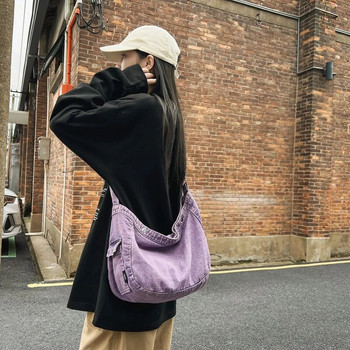 Vintage τζιν γυναικεία τσάντα 2023 Νέα τζιν τσάντα ώμου χιαστί καμβά τσάντα αγγελιοφόρου Y2K οικολογική τσάντα Κορεάτικη τσάντα Shopper Satchel Hobo