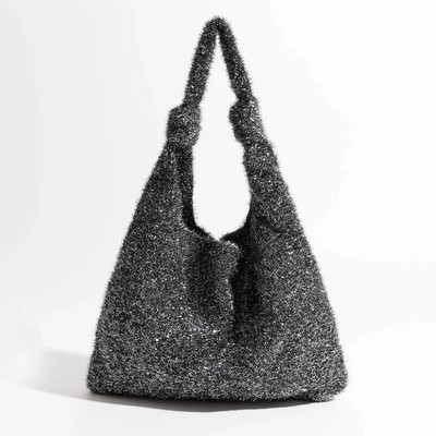 Bling Tote torba zlatna svilena svjetlucava linija za pletenje moderna slatka mini torbica na rame mala torba torbica ispod pazuha sto tide