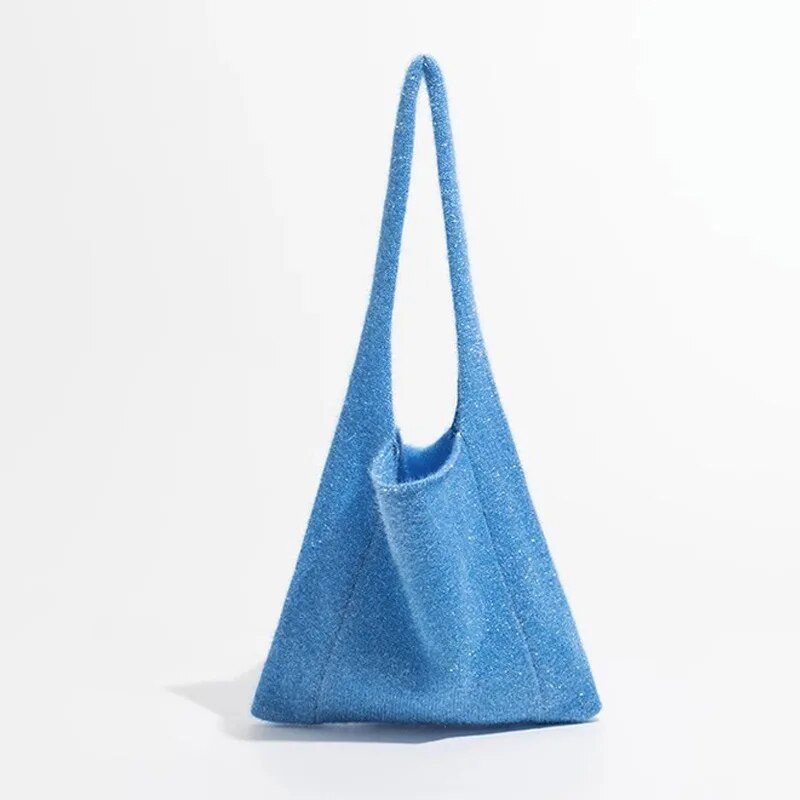 Bling Tote torba zlatna svilena svjetlucava linija za pletenje moderna slatka mini torbica na rame mala torba torbica ispod pazuha sto tide