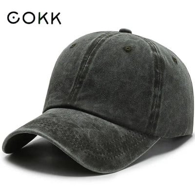 COKK isprana pamučna podesiva jednobojna bejzbol kapa Žene Muškarci Unisex kapa za par Modni tatin šešir Snapback Kapa visoke kvalitete