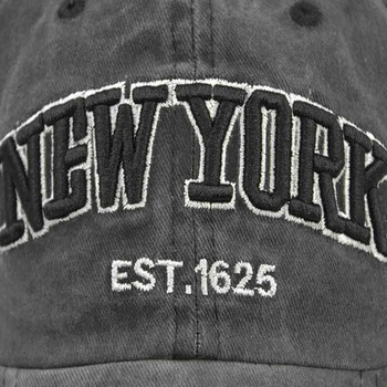 New York Πλυμένα βαμβακερά καπέλα του μπέιζμπολ για γυναίκες Ανδρικά ρετρό γράμματα κεντήματα Καπέλα ηλίου χιπ χοπ καπέλο μπαμπάς