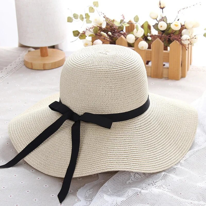 Big Eave Bucket šešir Ženski ljetni sklopivi slamnati šešir za plažu Trend kapa za slobodno vrijeme za djevojke Šešir za sunčanje na otvorenom Putovanje Casquette Femme