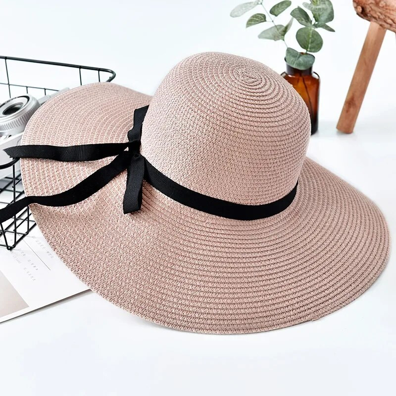 Big Eave Bucket šešir Ženski ljetni sklopivi slamnati šešir za plažu Trend kapa za slobodno vrijeme za djevojke Šešir za sunčanje na otvorenom Putovanje Casquette Femme