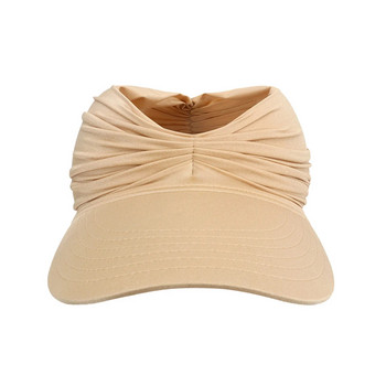 Γυναικείο αντηλιακό με άδειο επάνω καπέλο αντηλιακό καπέλο εξωτερικού χώρου με γείσο παραλίας Μονόχρωμο Casual Ponytail Hole Αθλητικά πλισέ σχέδιο Καπέλα καπό