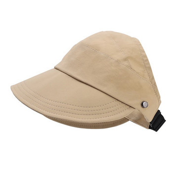 Сгъваема лятна шапка с широка периферия с конска опашка, регулируеми шапки за мъже, жени, плажни шапки на открито, бързосъхнещи козирки, рибарска шапка