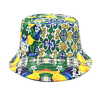 Бохо рибарска шапка с винтидж щампа с панамска шапка с кофа, жени, мъже, реверсивна, Bob Chapeau Femme, хип-хоп слънчева шапка Gorros Church Pattern
