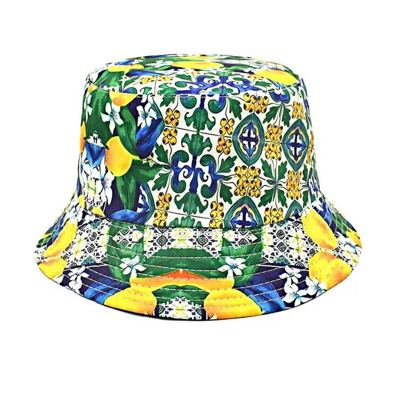 Boho Fisherman Hat Vintage Print Panama Bucket Hat Moterys Vyrai Apverčiama Bob Chapeau Moteris Hip Hop Sun Cap Gorros bažnyčios raštas
