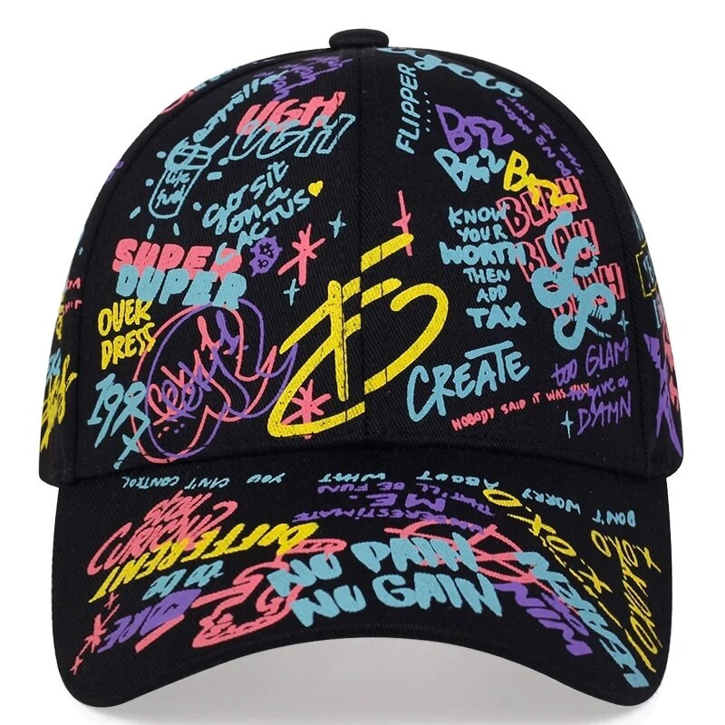 divatos Letter Baseball sapka Graffiti Sun Hip Hop sapka Visor Rugós sapka Férfi Állítható Snapback Pamut sapka Női Férfi Kalapok