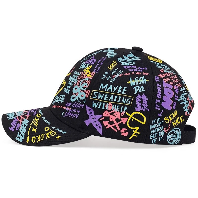 divatos Letter Baseball sapka Graffiti Sun Hip Hop sapka Visor Rugós sapka Férfi Állítható Snapback Pamut sapka Női Férfi Kalapok