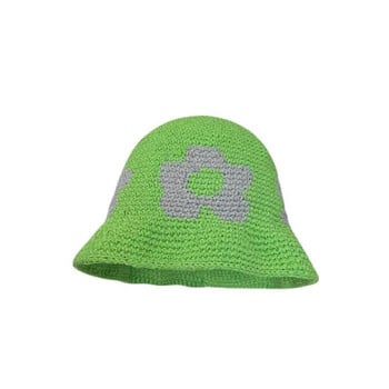 Нова свежа, ръчно тъкана рибарска шапка с цветя с малък дизайн, ежедневна плетена шапка с цветя и шапка с кофа