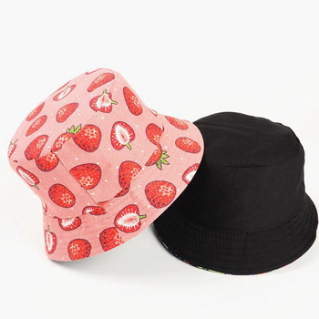 LDSLYJR Καπέλο καπέλο με στάμπα με βαμβακερή φράουλα Καπέλο ψαράδικο Καπέλο ταξιδιού εξωτερικού χώρου Καπέλο ηλίου για κορίτσια και γυναίκες 272