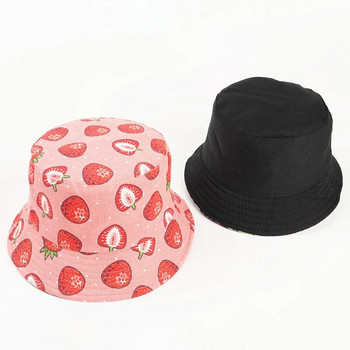 LDSLYJR Памучна шапка с кофа с принт на ягоди Рибарска шапка Шапка за пътуване на открито Шапка за слънце Шапки за момичета и жени 272