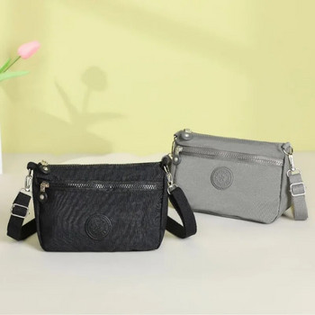 Дамска чанта за рамо с голям капацитет за момиче, малка чанта за мобилен телефон, проста едноцветна найлонова чанта