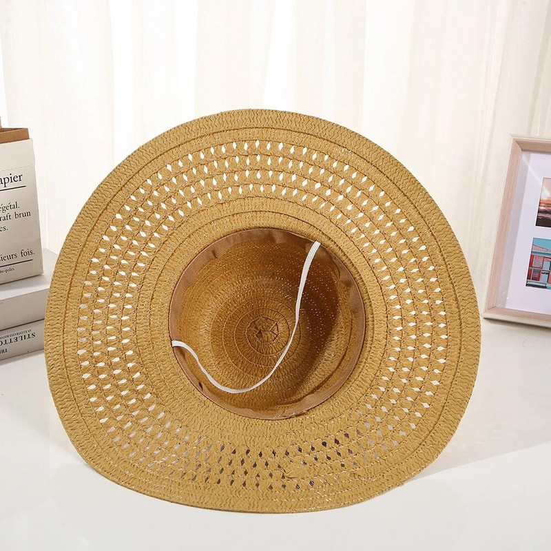 2024. aasta uus õlgkübar Naiste laia äärega päikesekaitse rannamüts, valge lindiga õlgkübar, vabaaja naiste lame Panama müts