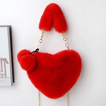 Дамски ръчни чанти Нови 2023 г. Плюшена любов във формата на сърце Нови модерни едноцветни меки удобни портмонета и чанти Чанти за жени