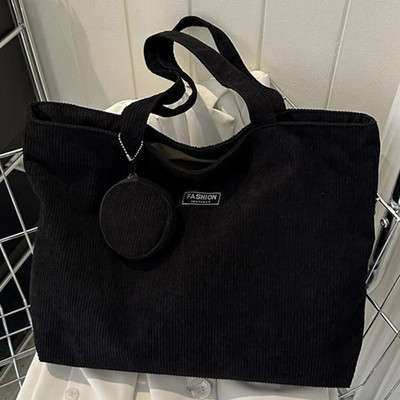 Moteriškas pečių krepšys Velvetas nešiojamas rankinė Priežastinis viršutinės rankenos krepšys Sulankstomas krepšys su monetų pinigine Didelės talpos pirkinių krepšys