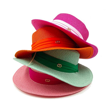 2024 ψάθινο καπέλο επίπεδη κορυφή νέα αξεσουάρ κορδέλας καπέλο ηλίου ψάθινο καπέλο εξωτερικού χώρου προστατευτικό καπέλο παραλίας για άνδρες και γυναίκες gorras para