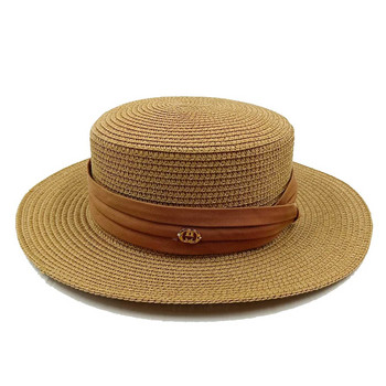 2024 сламена шапка с плосък връх нови панделки аксесоари шапка за слънце външна сламена шапка слънцезащитна плажна шапка за мъже и жени gorras para