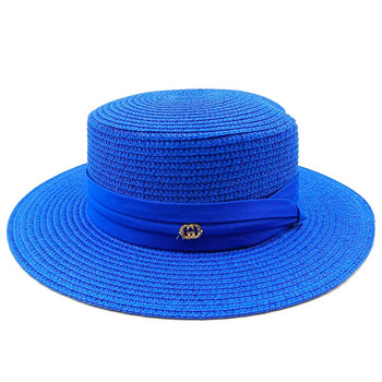 2024 сламена шапка с плосък връх нови панделки аксесоари шапка за слънце външна сламена шапка слънцезащитна плажна шапка за мъже и жени gorras para