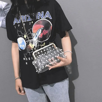 Прозрачни чанти Дамска чанта през рамо с верижка Модна шикозна дамска прозрачна чанта Елегантна, универсална, ежедневна, проектирана